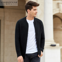 奢步士男装 冬季新款男士拉链开衫保暖休闲长袖针织衫