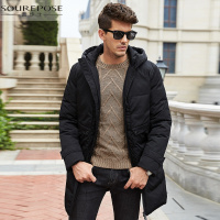 奢步士男装 冬季新款男士连帽时尚保暖休闲中长款羽绒服