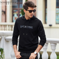 奢步士男装 冬季新款男士字母印花简约时尚连帽卫衣