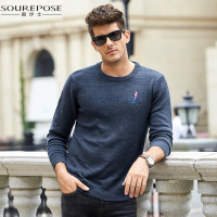 奢步士男装 冬季新款男士圆领刺绣时尚休闲长袖毛衣
