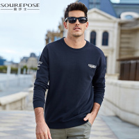 奢步士男装 冬季新款男士圆领时尚印花刺绣卫衣