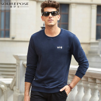 奢步士男装 冬季新款男士舒适透气胸口印花休闲长袖卫衣