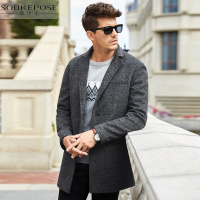 奢步士男装 冬季新款男士时尚休闲保暖防风中长款羊毛呢大衣