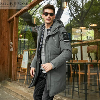 奢步士男装 冬装新款男士羽绒服 中长款字母拼布装饰羽绒外套男