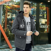 奢步士男装 冬装新款男士羽绒服 简约加厚保暖连帽羽绒外套男