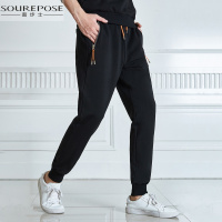 奢步士男装 2019春季新款男士亲肤抽绳装饰休闲裤长裤