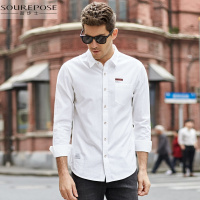 奢步士男装 2019春季新款男士欧美潮流纯棉长袖衬衫衬衣