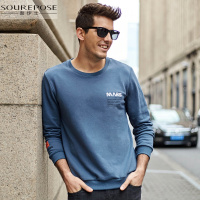 奢步士男装 2019春季新款男士欧美潮流刺绣印花长袖卫衣打底衫男