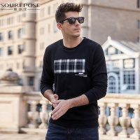 奢步士男装 2019春季新款男士欧美潮流撞色长袖卫衣打底男款