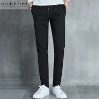 奢步士男装 2019春季新款男士欧美潮流微弹纯色休闲裤长裤