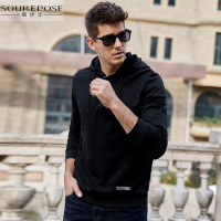 奢步士男装 2019春季新款男士微弹连帽休闲卫衣打底衫