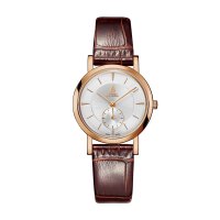 瑞士依波路ERNEST BOREL 典雅系列超薄时尚简约小三针玫瑰金真皮带防水石英女士手表送礼专柜同款