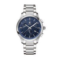 瑞士依波路ERNEST BOREL 音韵系列蓝盘多功能计时小三针钢带石英男士手表GS608F1-6522