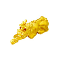 ZHAO LIANG兆亮珠宝 红眼貔貅黄金吊坠男款 3D硬足金999黄金貔貅吊坠配挂绳
