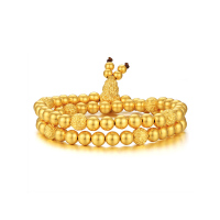 金大福珠宝 黄金足金手链男女款 足金古法传承金系列双圈情侣款手链GS00526