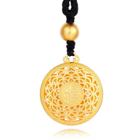 金大福(King tai fook)古法传承金镂空雕花福字平安扣黄金足金999吊坠