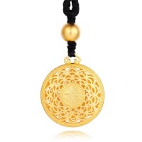金大福(King tai fook)古法传承金镂空雕花福字平安扣黄金足金999吊坠