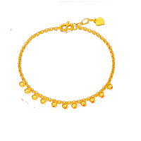 ZHAO LIANG 兆亮珠宝 黄金手链足金999金光珠生日礼物纯金脚足链手链