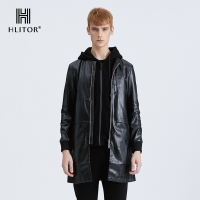 法国HLITOR 欧洲简约时尚人造PU皮柔软质感时尚男装大衣