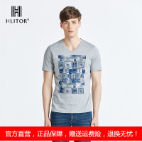 法国HLITOR专柜正品春夏时尚都市系列双丝光棉V领短袖T恤