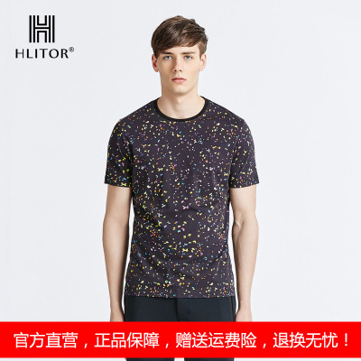 法国HLITOR专柜正品夏都市户外系列双丝光棉数码印圆领短袖T恤
