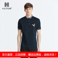 法国HLITOR正品都市户外系列双丝光棉珠地翻领蜂鸟刺绣短袖T恤