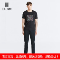法国HLITOR专柜正品春夏时尚都市简约黑色慢跑小脚休闲针织运动裤