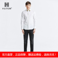 法国HLITOR专柜正品春夏时尚都市系列洗水中腰黑色牛仔长裤男