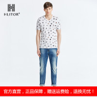 法国HLITOR专柜正品春夏时尚都市系列洗水磨白中腰浅蓝牛仔长裤