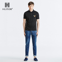 法国HLITOR专柜正品春夏时尚都市系列洗水泼染深蓝牛仔长裤男