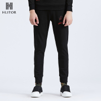 法国HLITOR欧洲时尚新品舒适针织简约手缝刺绣男装休闲裤慢跑裤