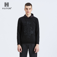 法国HLITOR欧洲时尚新品舒适微弹力刺绣男装春夏圆领长袖T恤