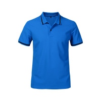 法国HLITOR正品夏季透气翻领立领短袖纯棉男装T恤