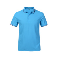 法国HLITOR正品夏季透气翻领立领纯棉男装短袖T恤