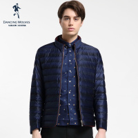 特卖清仓/与狼共舞羽绒服男士短款中年商务爸爸装暗纹冬季保暖外