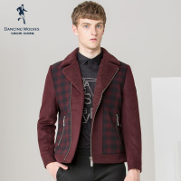 清仓特卖/与狼共舞棉服商场同款格子毛领冬季保暖外套男士棉衣