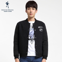 清仓特卖/与狼共舞男装棒球领短款外套棉服冬季条纹时尚潮流棉衣