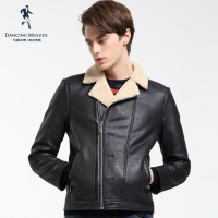 清仓特卖/与狼共舞pu皮夹克 男士秋冬翻领保暖加厚修身外套Z