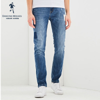 清仓特卖/与狼共舞男士牛仔裤补丁做旧水洗潮流韩版修身小脚裤子