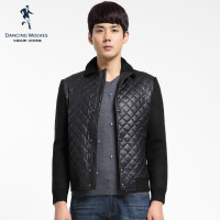 清仓特卖/与狼共舞商场同款棉服翻毛领pu皮拼接外套冬季男士棉衣