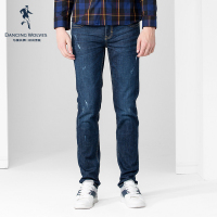 清仓特卖/与狼共舞牛仔裤秋季男装时尚休闲长裤修身小脚裤子男Z