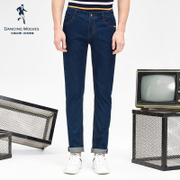 清仓特卖/与狼共舞男装牛仔裤修身小脚青年时尚中低腰潮流长裤男