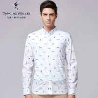 清仓特卖/与狼共舞秋季男士长袖衬衫时尚修身舒适男装潮流衬衣Z