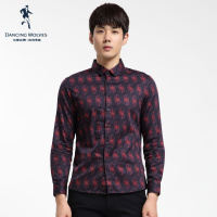 清仓特卖/与狼共舞男装时尚修身韩版商场同款秋季潮流男长袖衬衫