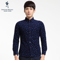 清仓特卖/与狼共舞男装衬衣秋季波点时尚韩版潮流修身长袖衬衫男