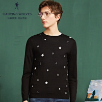 清仓特卖/与狼共舞针织衫春季新款男装圆领星星提花男士毛衣毛衫Z