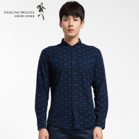 清仓特卖/ 与狼共舞印花衬衫男装春季新款男士长袖衬衣男Z