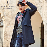 清仓特卖/与狼共舞夹克春季时尚数字印花男士连帽中长款上衣外套Z