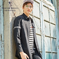 清仓特卖/与狼共舞夹克衫秋季新款男士翻领修身长款夹克上衣外套Z