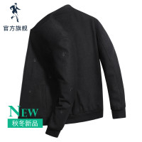 与狼共舞夹克男2018秋冬新款刺绣羊毛上衣修身韩版潮男士短款外套